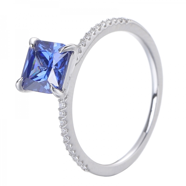 Anelli con diamanti in tanzanite blu Matrimonio per fidanzamento con fascia per le donne 