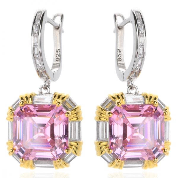 rosa asscher taglio anello cubico collana orecchino gioielli set regali per le donne 