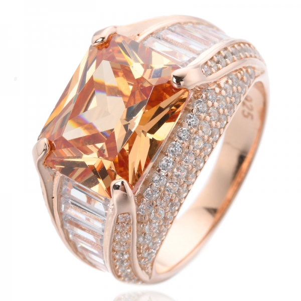 Anello da sposa da donna di fidanzamento con pietre preziose morganite in oro rosa 18 carati 