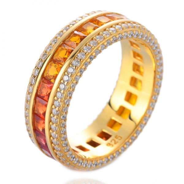 anello di fidanzamento con zircone quadrato arcobaleno colorato anello a fascia eternità impilabile 
