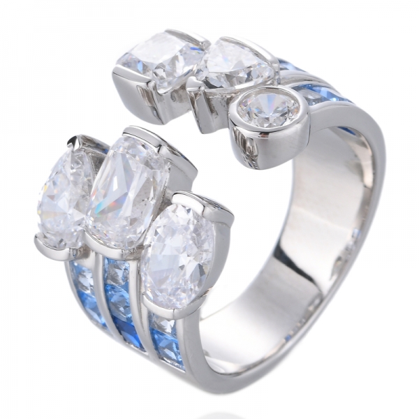 anello nuziale di fidanzamento con zirconi cubici CZ a forma di pera placcato oro bianco
 