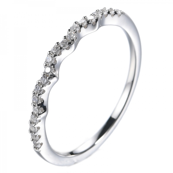 Set di anelli di fidanzamento rotondi in argento sterling rodiato con zirconi
 
