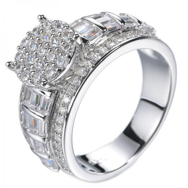 Anello da sposa in argento sterling 925 con diamante rotondo bianco CZ
 