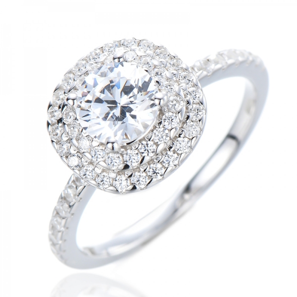 0,80 carati (ctw) anello nuziale rotondo bianco con anello di fidanzamento cubico
 