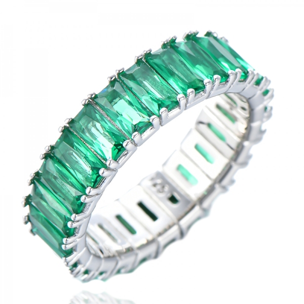 Anello di fidanzamento in argento sterling 925 con zirconi cubici verde smeraldo verde zircone 