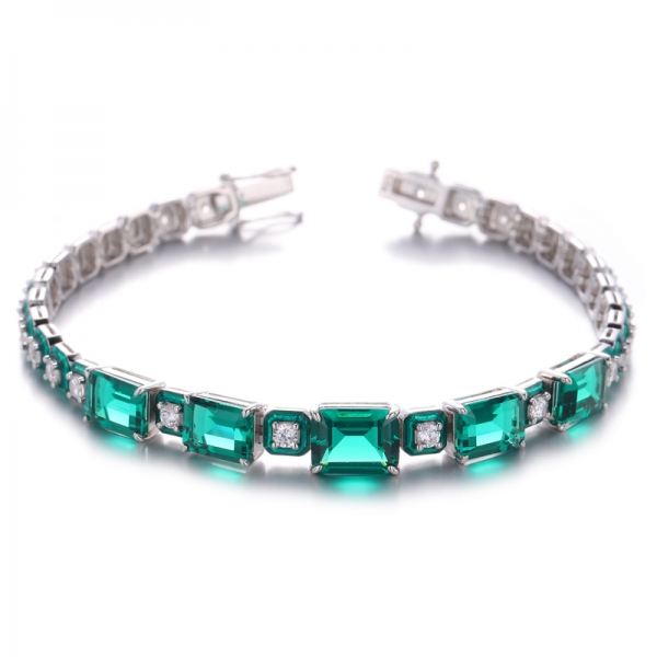 Bracciale in argento con placcatura nano rodio verde smeraldo e smalto verde 