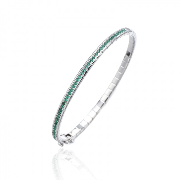 Bracciale rigido in argento nano rodio blu rotondo 925 