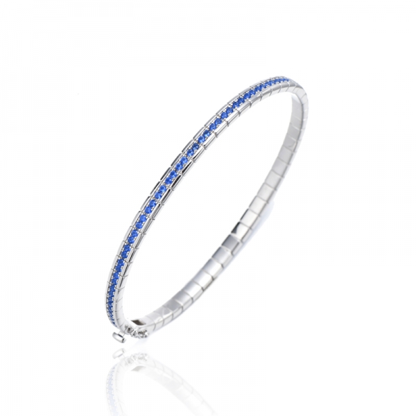 Bracciale rigido in argento nano rodio blu rotondo 925 