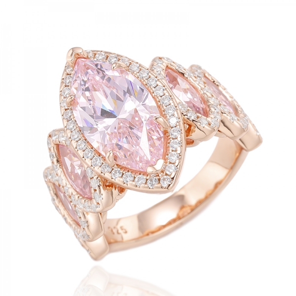 Anello Marquise Diamond Pink e Marquise in argento rosa con placcatura in oro rosa 