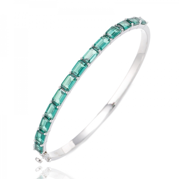 Bracciale rigido in argento nano rodio verde taglio smeraldo 