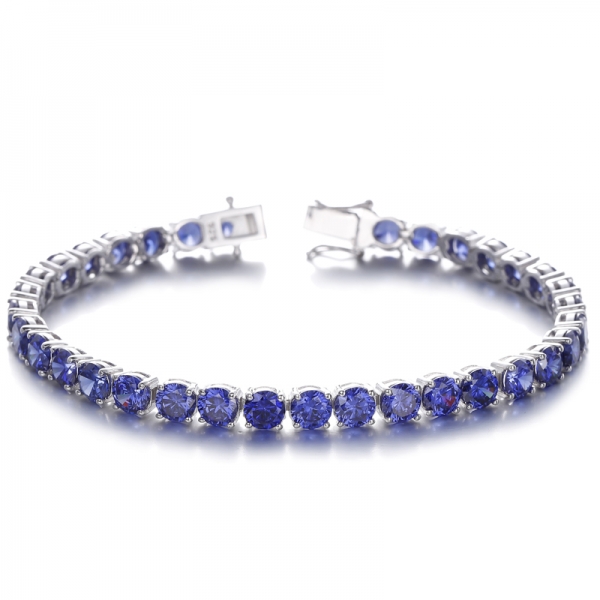 Bracciale rotondo in argento placcato rodio con tanzanite e zirconi cubici
     