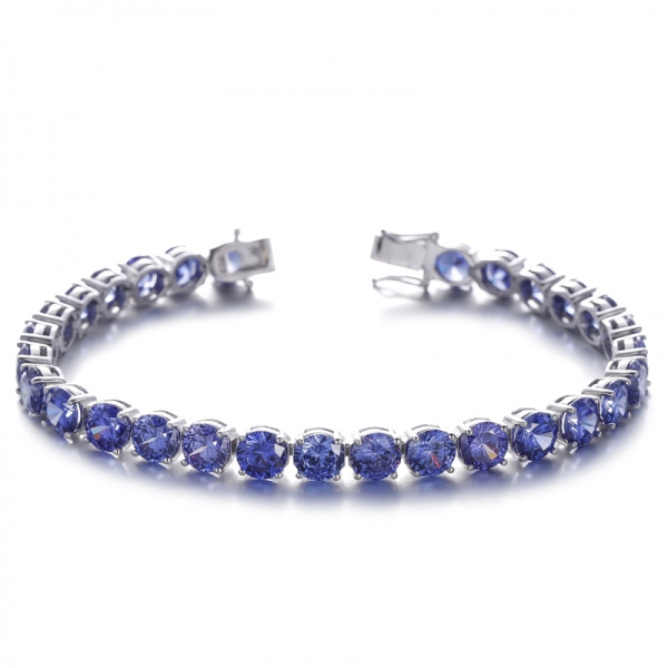 Bracciale in argento rodiato con tanzanite tonda 925 e zirconi cubici
     