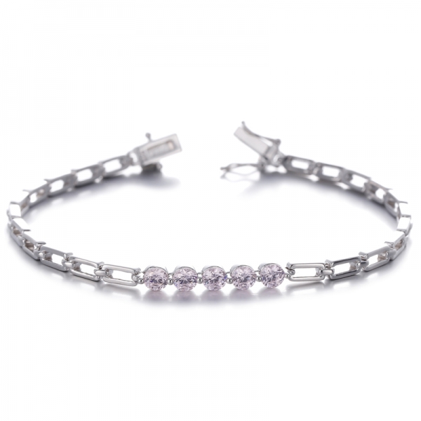 Bracciale in argento rodiato con diamanti rotondi G color zirconi cubici
     