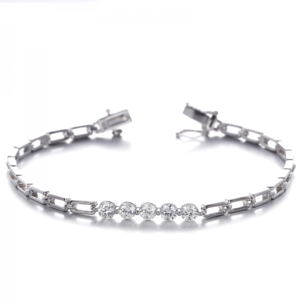 Bracciale in argento rodiato con diamanti rotondi G color zirconi cubici
     