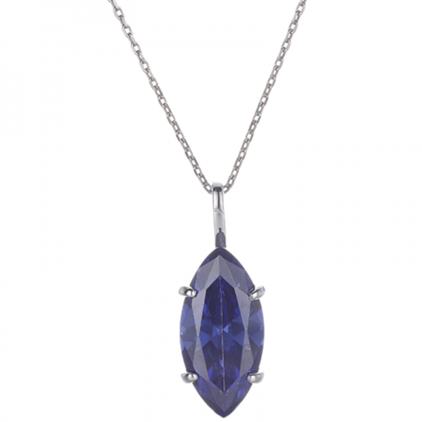 Pendente Marquise in argento rodiato con tanzanite e zirconi bianchi rotondi 