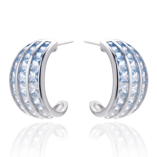 Orecchino in argento con zircone cubico arcobaleno quadrato con placcatura in oro 