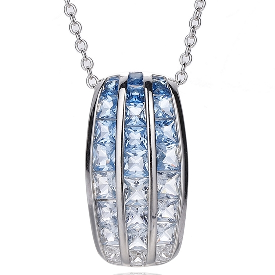 Ciondolo in argento con zircone cubico arcobaleno quadrato con placcatura in oro 