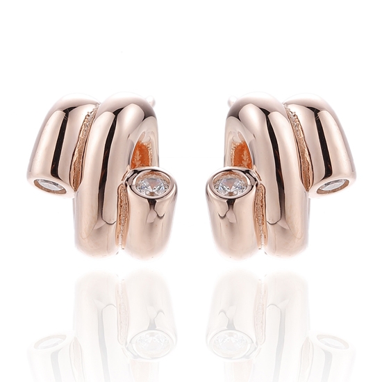 Orecchino in argento 925 con zircone cubico bianco rotondo con placcatura in oro 