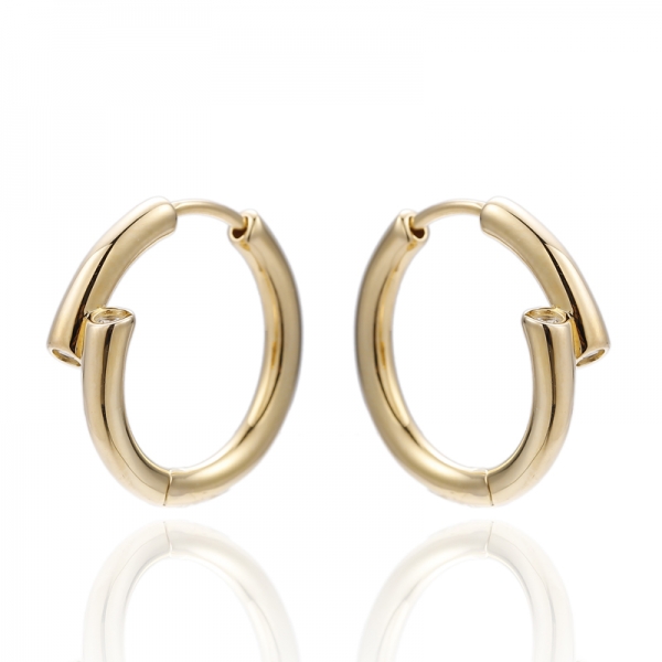 Orecchino rotondo in argento con zircone cubico bianco e placcatura in oro rosa 