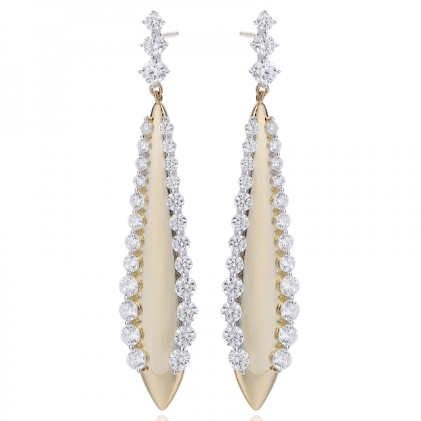Orecchino in argento con zircone cubico arcobaleno rotondo con placcatura in oro 