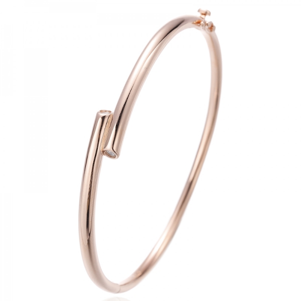 Bracciale in argento 925 con zirconi cubici bianchi rotondi e placcatura in oro 