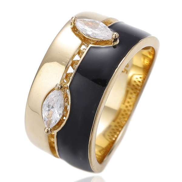 Anello in argento con smalto verde nano e verde marquise e placcatura in oro rosa 