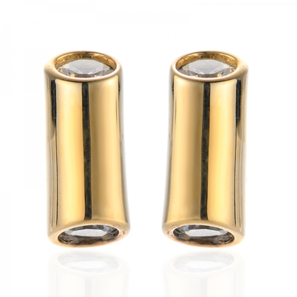 Orecchino in argento 925 con zircone cubico bianco rotondo con placcatura in oro rosa 
