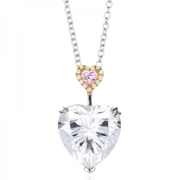 Collana in argento rodiato con tanzanite a forma di cuore e zirconi cubici bianchi 