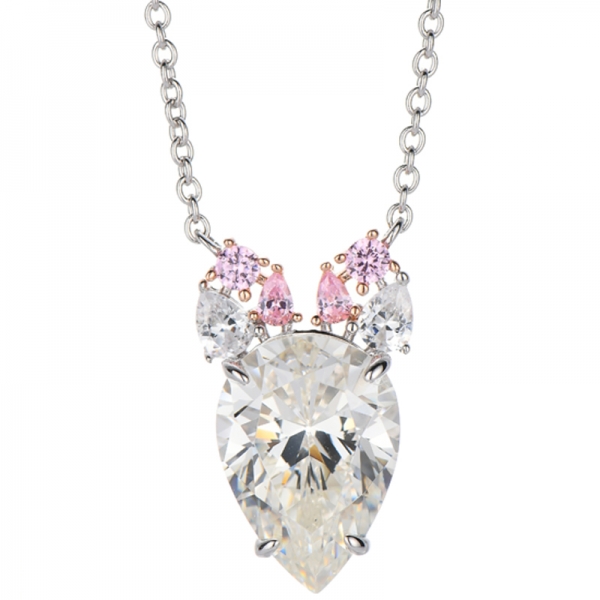 Collana con diamanti a forma di pera, zircone cubico giallo e argento nano verde con placcatura bicolore 