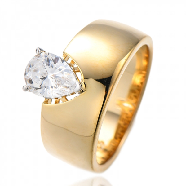 Anello in argento con zirconi cubici rosa a forma di pera e diamanti con placcatura bicolore 