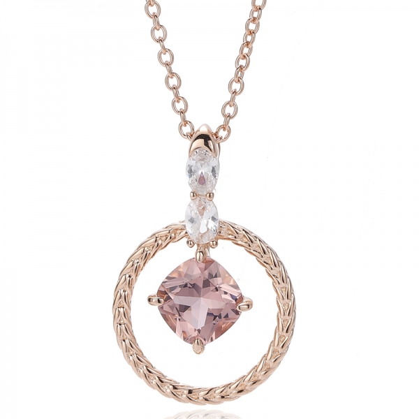 Ciondolo in argento con diamante a cuscino, zircone cubico giallo e opale ovale con placcatura in oro 