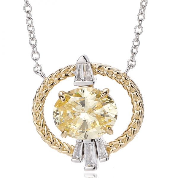 Collana in argento con opale ovale e zircone cubico bianco affusolato con placcatura bicolore 