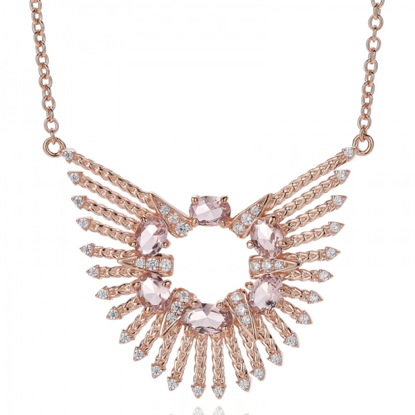 Collana in argento 925 con opale ovale e zircone cubico bianco rotondo con placcatura bicolore 