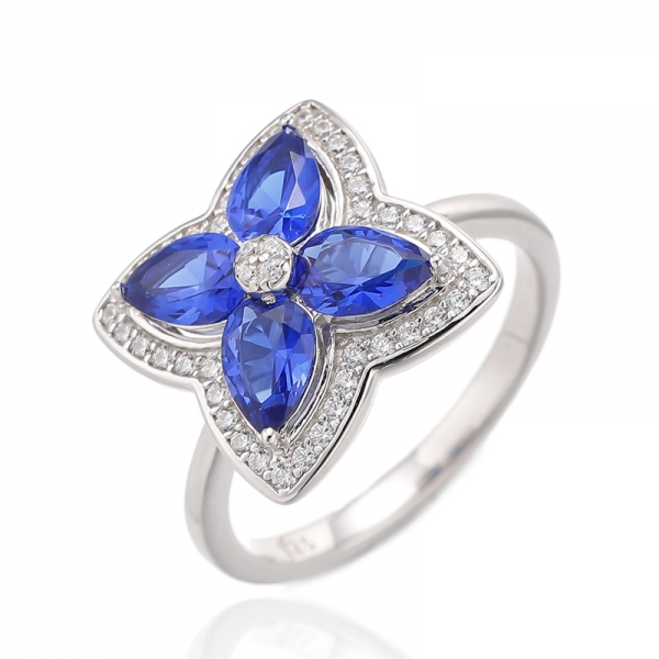 Anello in argento con morganite nano a forma di pera e zircone cubico bianco rotondo con placcatura in oro rosa 