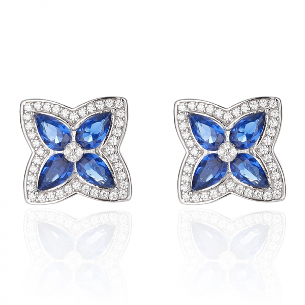 Orecchini in argento 925 con morganite a forma di pera, zirconi cubici bianchi rotondi e nano con placcatura in oro rosa 